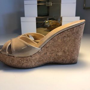US 8 JIMMY CHOO nude Perfume mule wedges